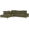 ECKSOFA Grün Chenille Kopfteilverstellung, Sitztiefenverstellung  - Schwarz/Grün, Design, Textil/Metall (243/307cm) - Xora