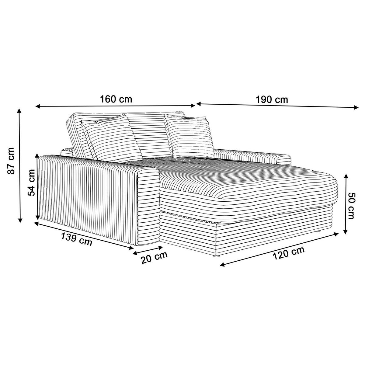 XXL-SESSEL Cord Dunkelgrau    - Dunkelgrau/Schwarz, MODERN, Kunststoff/Textil (160/87/190cm) - Carryhome
