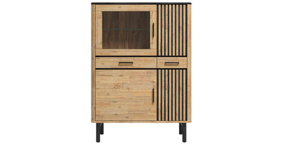 HIGHBOARD in 100/140/45 cm - Schwarz/Akaziefarben, LIFESTYLE, Glas/Holz (100/140/45cm) - Landscape