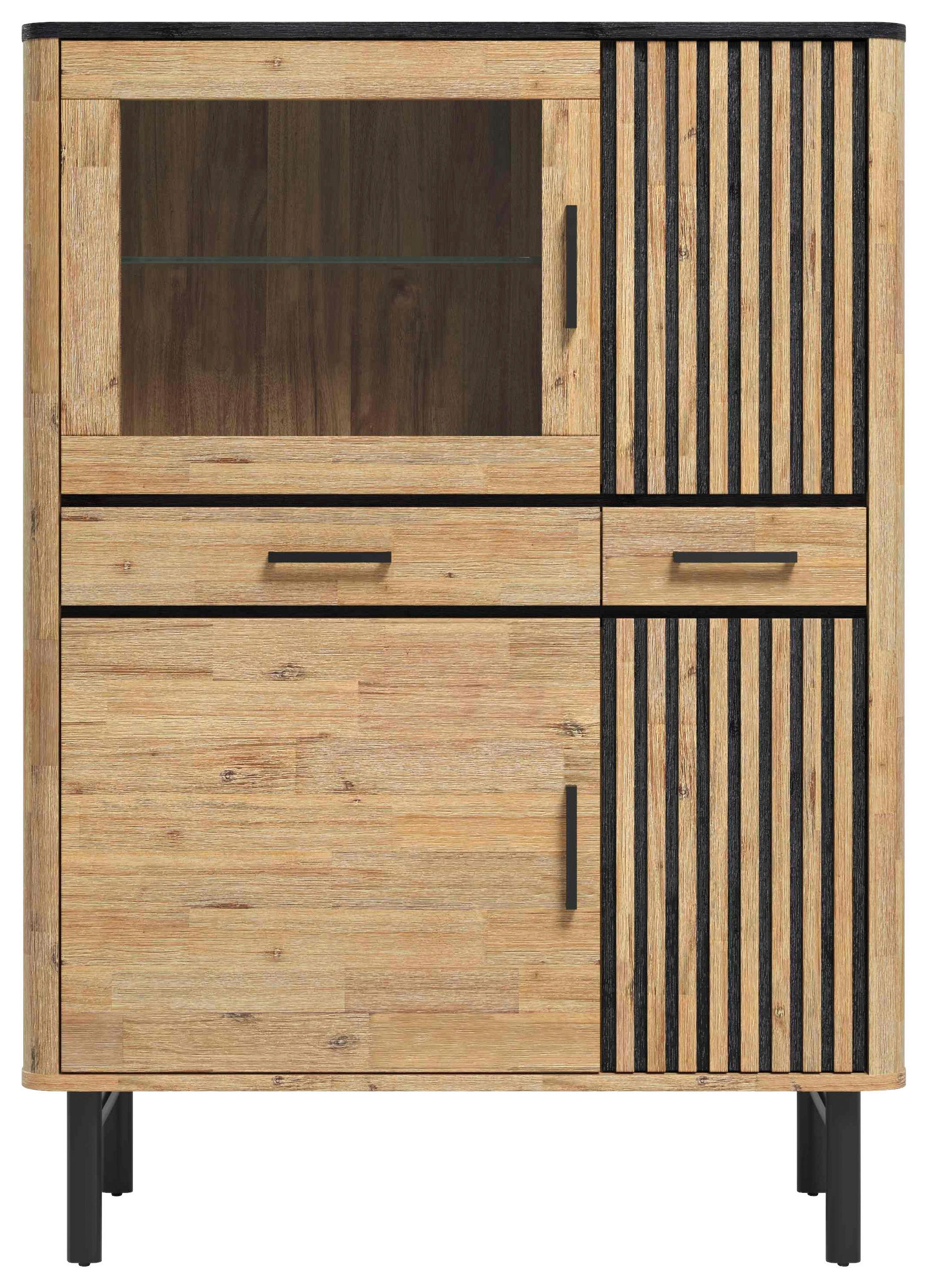 HIGHBOARD  in 100/140/45 cm  - Schwarz/Akaziefarben, LIFESTYLE, Glas/Holz (100/140/45cm) - Landscape