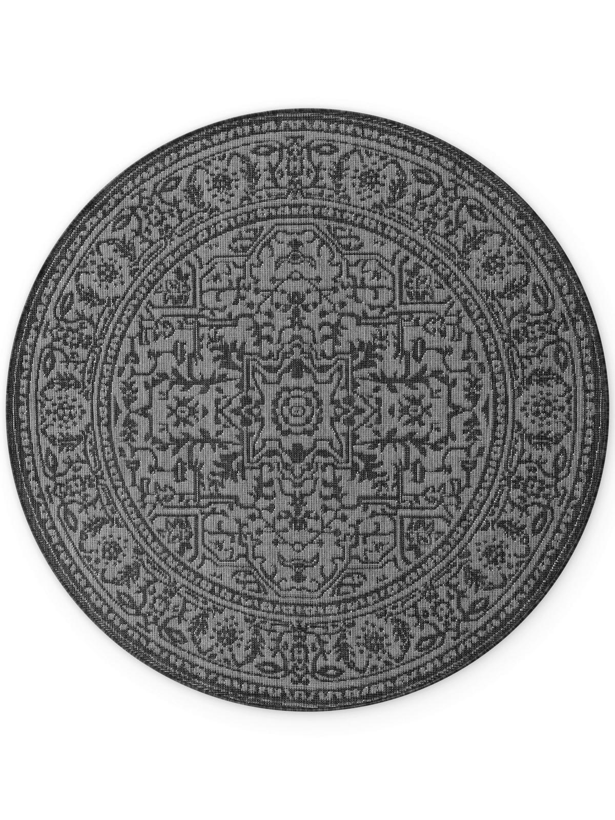 OUTDOORTEPPICH 160 cm Duet Schwarz, Weiß  - Schwarz/Weiß, Design, Kunststoff (160cm)