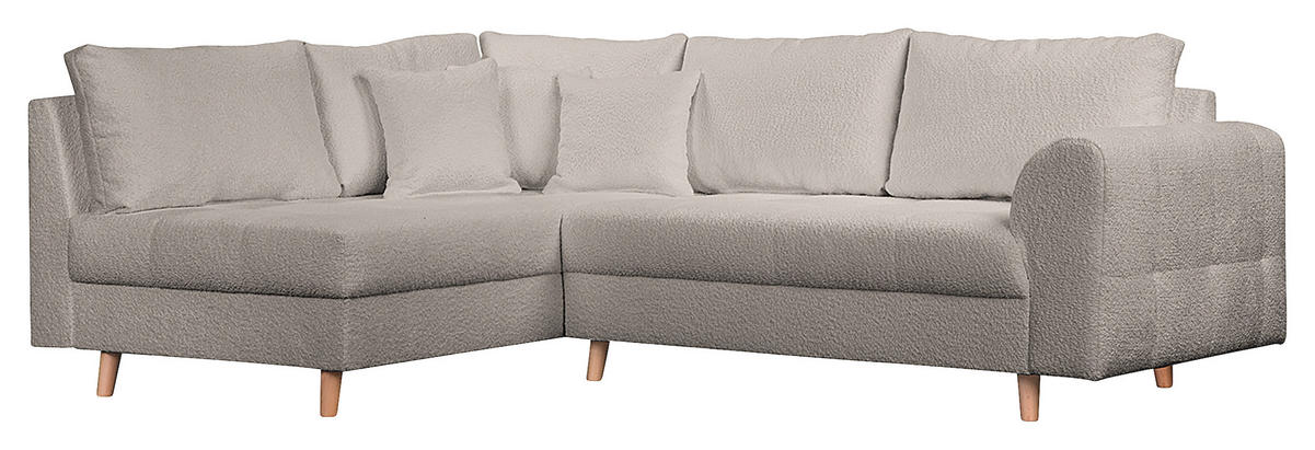 ECKSOFA  in Bouclé Grau  161/231 cm  - Naturfarben/Grau, Design, Holz/Textil (161/231cm) - Livetastic