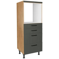 GERÄTEUMBAUSCHRANK 60/168/58 cm  in Grün, Eichefarben  - Eichefarben/Schwarz, MODERN, Holzwerkstoff/Metall (60/168/58cm) - Nobilia