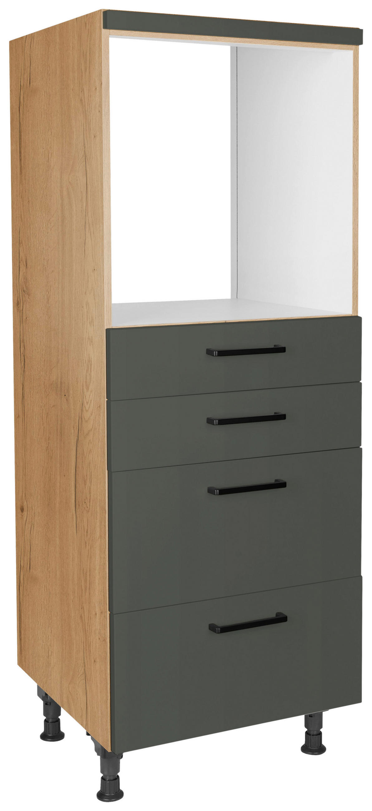 GERÄTEUMBAUSCHRANK 60/168/58 cm  in Grün, Eichefarben  - Eichefarben/Schwarz, MODERN, Holzwerkstoff/Metall (60/168/58cm) - Nobilia