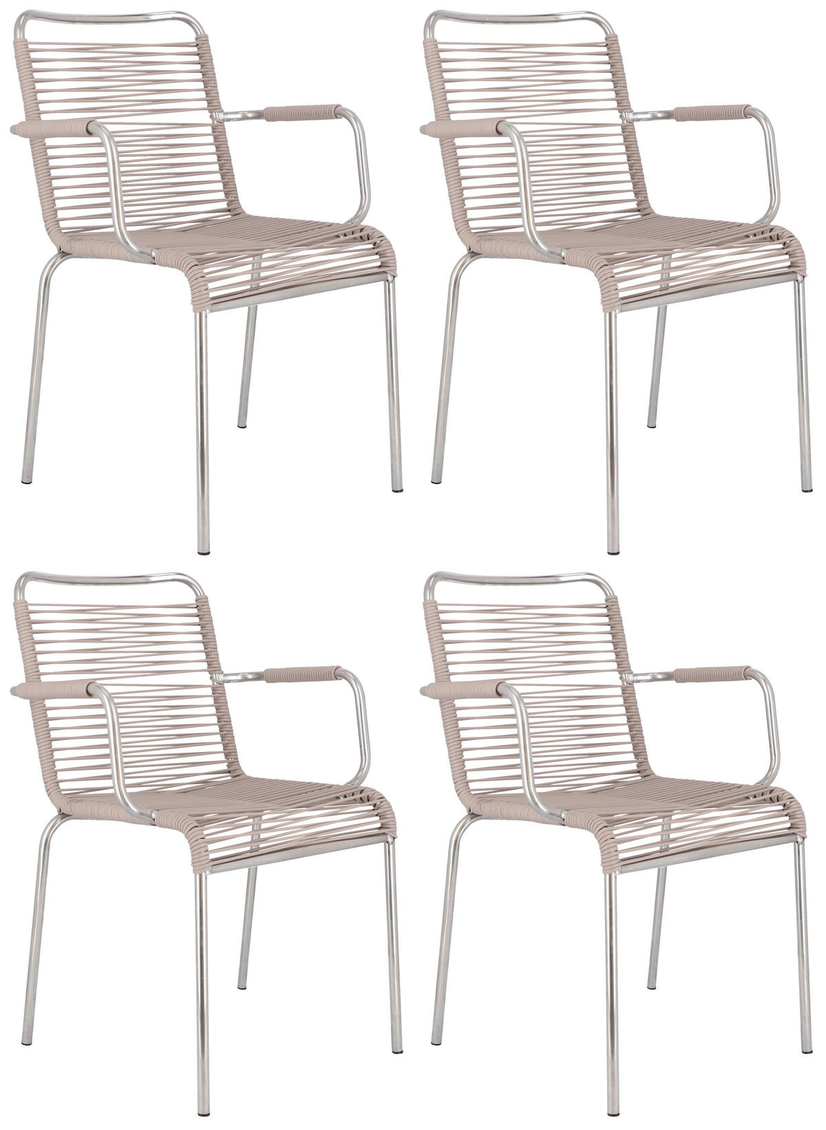 GARTENSESSEL-SET Aluminium Taupe, Alufarben  - Taupe/Alufarben, Design, Kunststoff/Metall (57/85/57cm) - FIAM