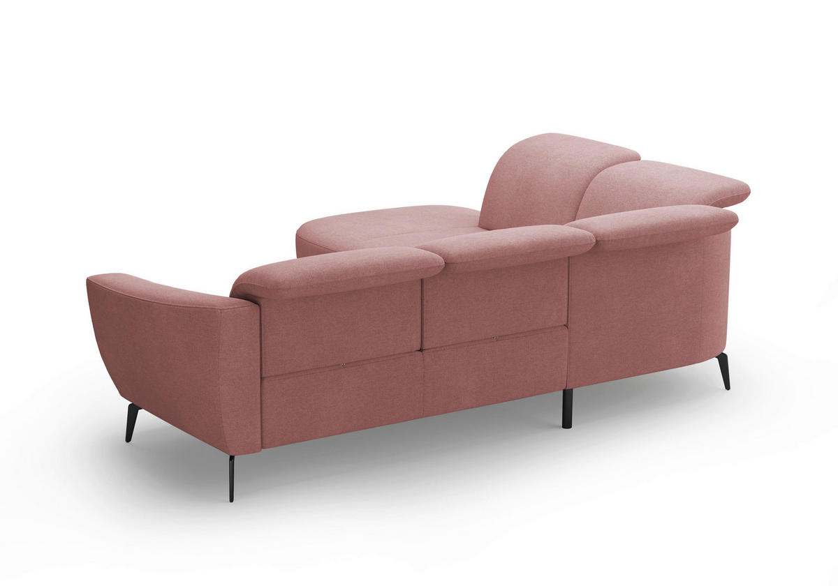 ECKSOFA in Mikrofaser Altrosa  - Schwarz/Altrosa, Konventionell, Textil/Metall (267/300cm) - Sit & More