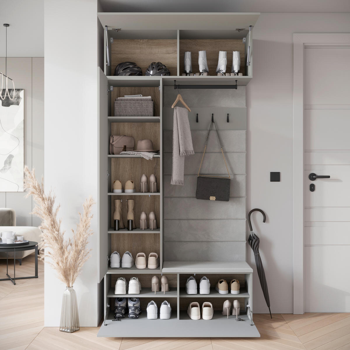 HALLMÖBEL  i 115/231,9/37,5 cm  - grå, Design, trämaterial (115/231,9/37,5cm) - Livetastic