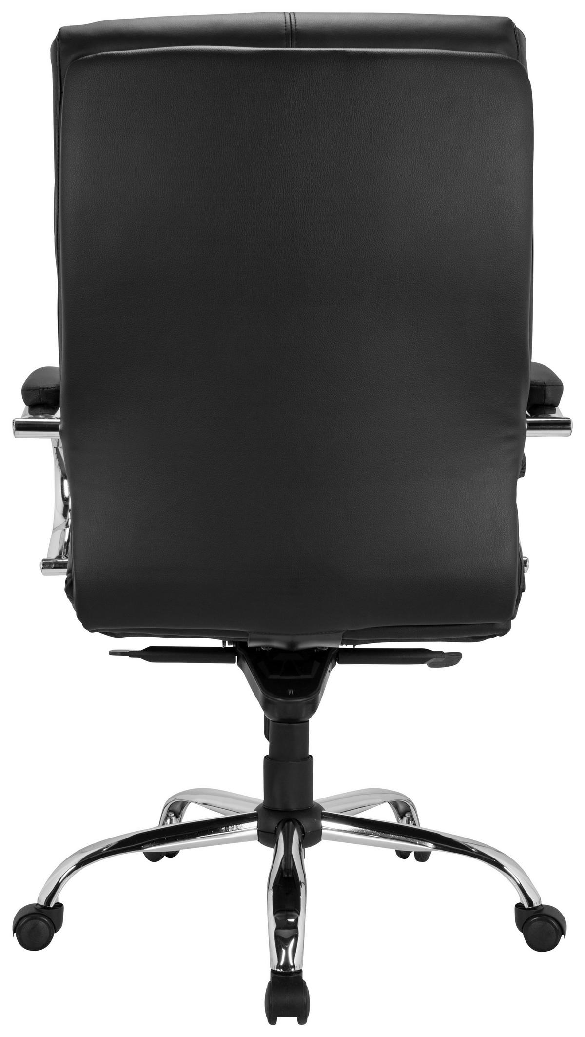 CHEFSESSEL Lederlook Schwarz  - Silberfarben/Schwarz, Basics, Kunststoff/Textil (66/113/70cm) - MID.YOU