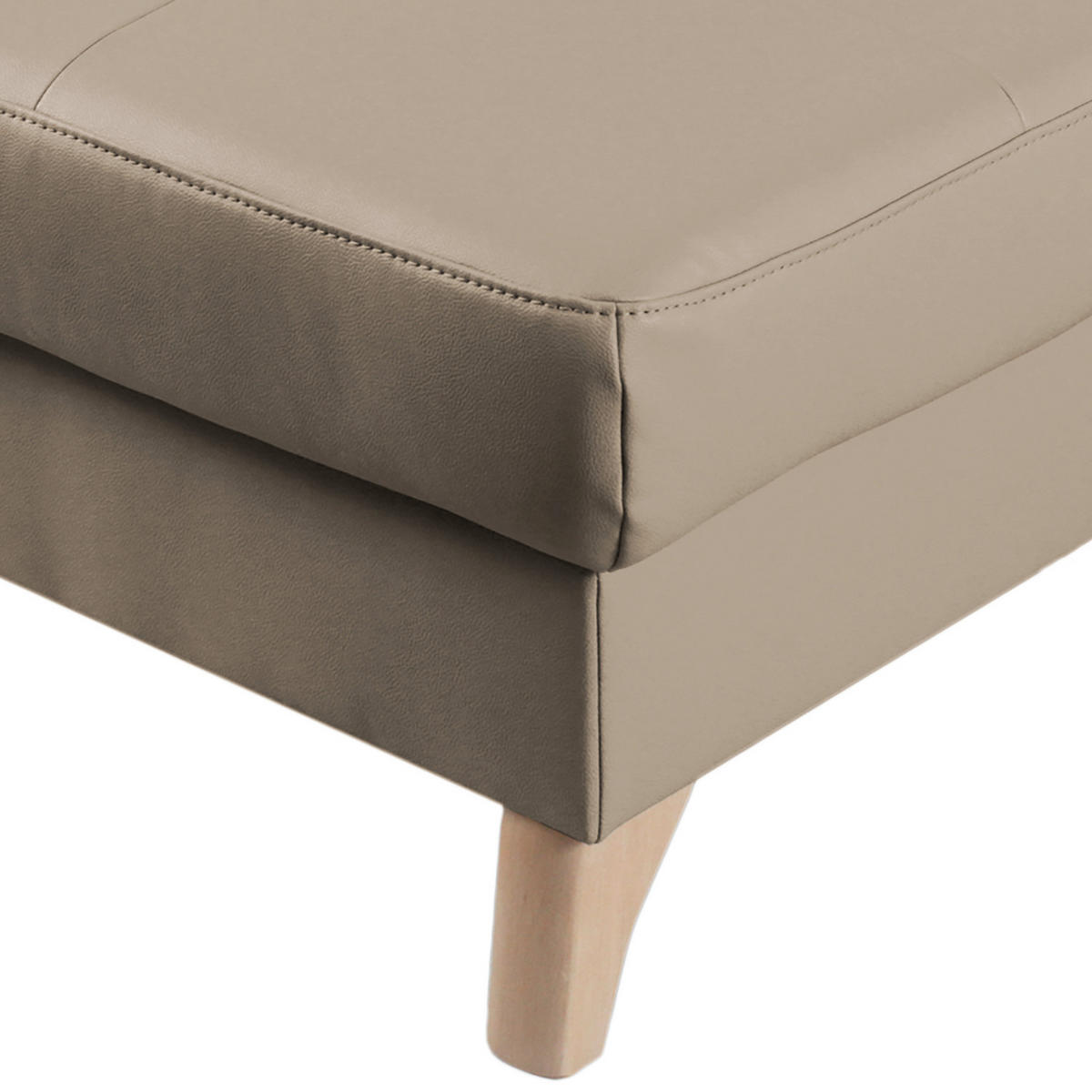 HOCKER in Textil, Leder Hellgrau  - Buchefarben/Hellgrau, Design, Leder/Holz (70/44/60cm) - Livetastic