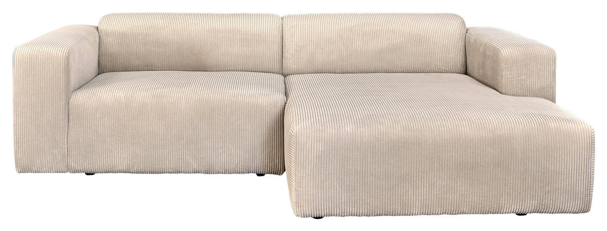 SEDEŽNA GARNITURA, rebrasti žamet krem barve  - črna/krem barve, Design, umetna masa/tekstil (298/175cm) - P & B