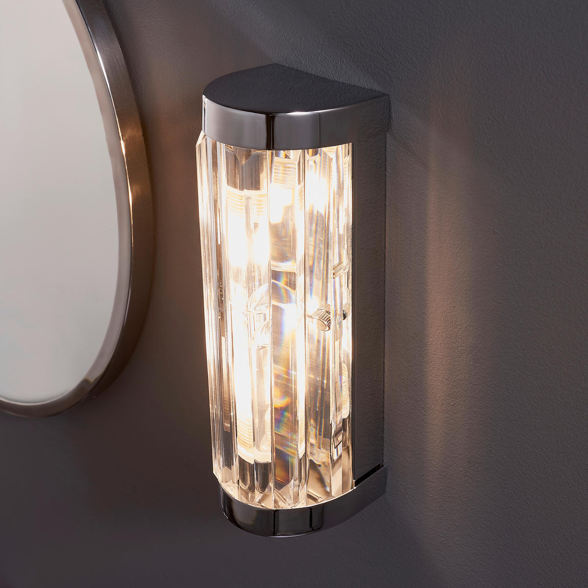 BADEZIMMER-WANDLEUCHTE Endon Shimmer 8,5/7,8/25,5 cm   - Klar/Messingfarben, KONVENTIONELL, Glas (8,5/7,8/25,5cm) - ENDON
