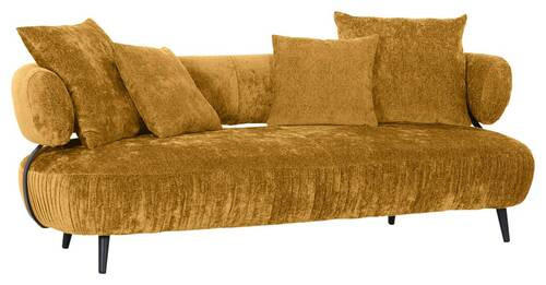 BIGSOFA in Chenille Gelb  - Gelb/Schwarz, Design, Holz/Textil (245/85/110cm) - Landscape