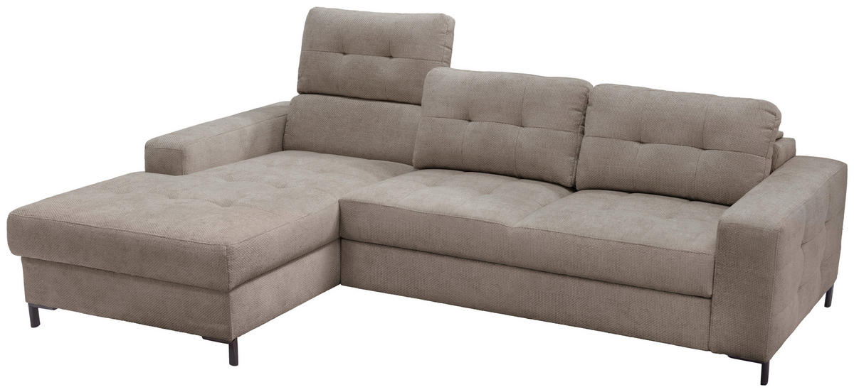 ECKSOFA in Struktur Hellbraun  176/255 cm  - Hellbraun/Schwarz, Design, Textil/Metall (176/255cm) - Livetastic