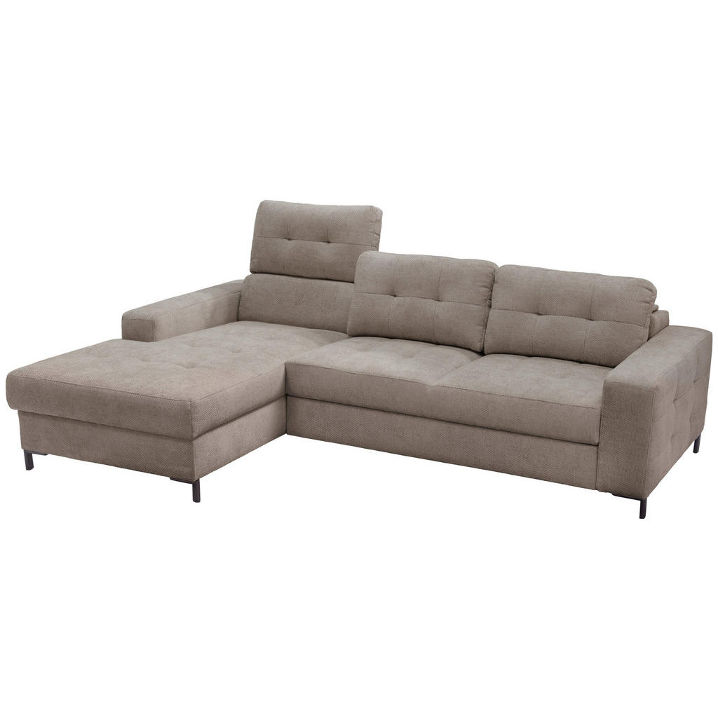 Thumbnail - Livetastic Ecksofa Bonito, Hellbraun, Textil, 3-Sitzer, Füllung: Silikon, Ottomane links, L-Form, 255x176 cm, Made in EU...