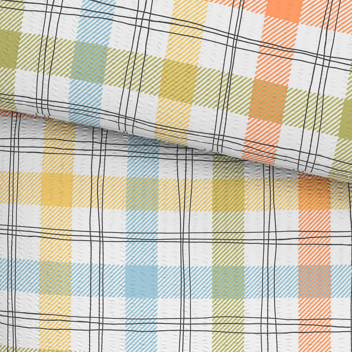 POSTEĽNÁ BIELIZEŇ, seersucker, viacfarebná, 140/200 cm - viacfarebná, Konventionell, textil (140/200cm) - Esposa