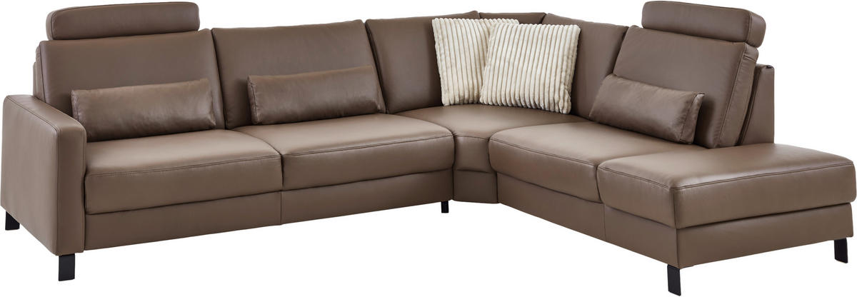 ECKSOFA Echtleder Braun  - Schwarz/Braun, Konventionell, Leder/Metall (306/243cm) - Dieter Knoll