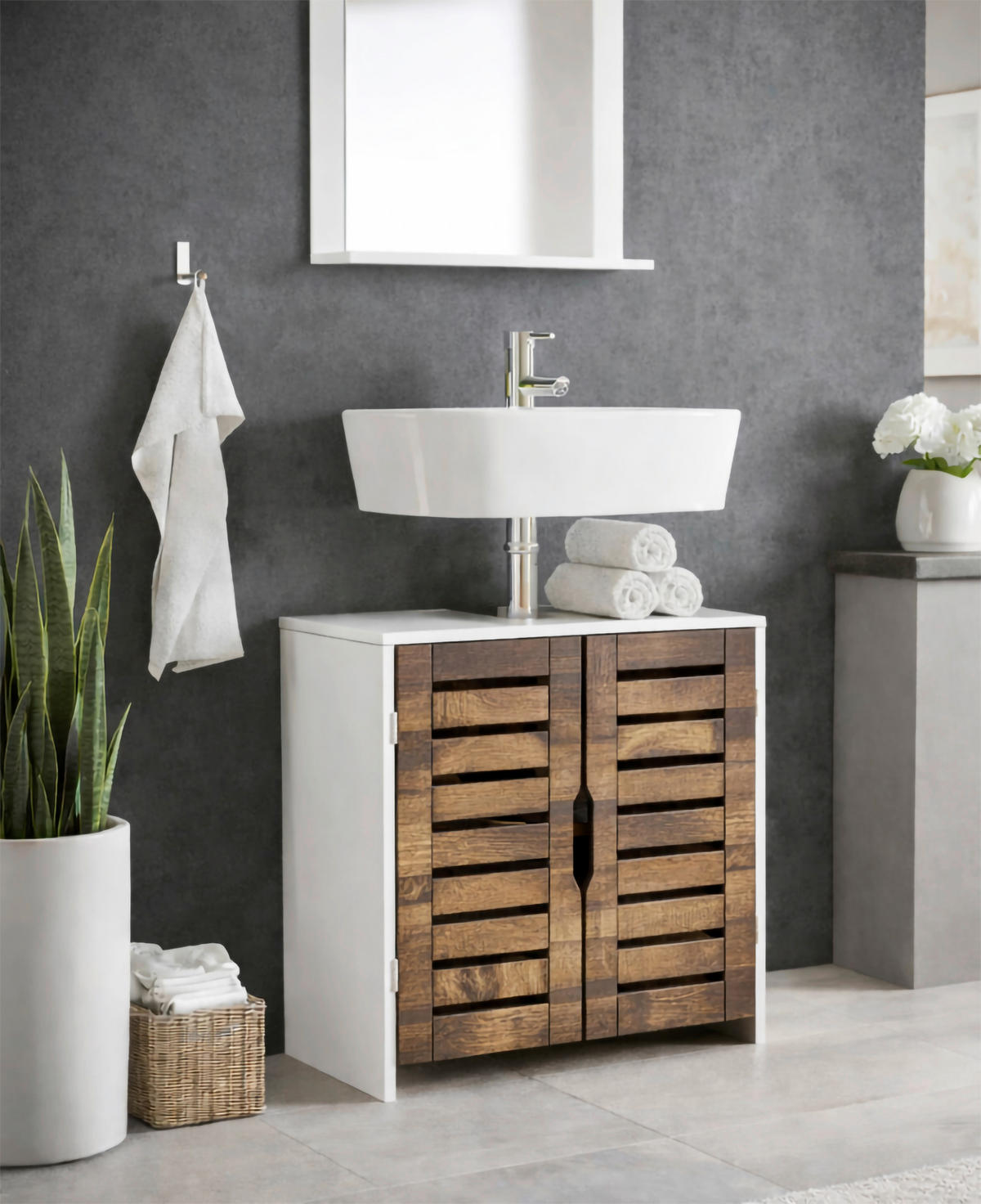 WASCHBECKENUNTERSCHRANK 60/60/29 cm  - Eichefarben/Weiß, Trend, Holzwerkstoff (60/60/29cm) - MID.YOU