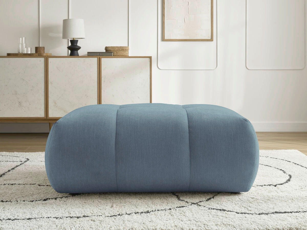 HOCKER FUJI  Leinenoptik Hellblau  - Schwarz/Hellblau, MODERN, Kunststoff/Textil (112/44/80cm)