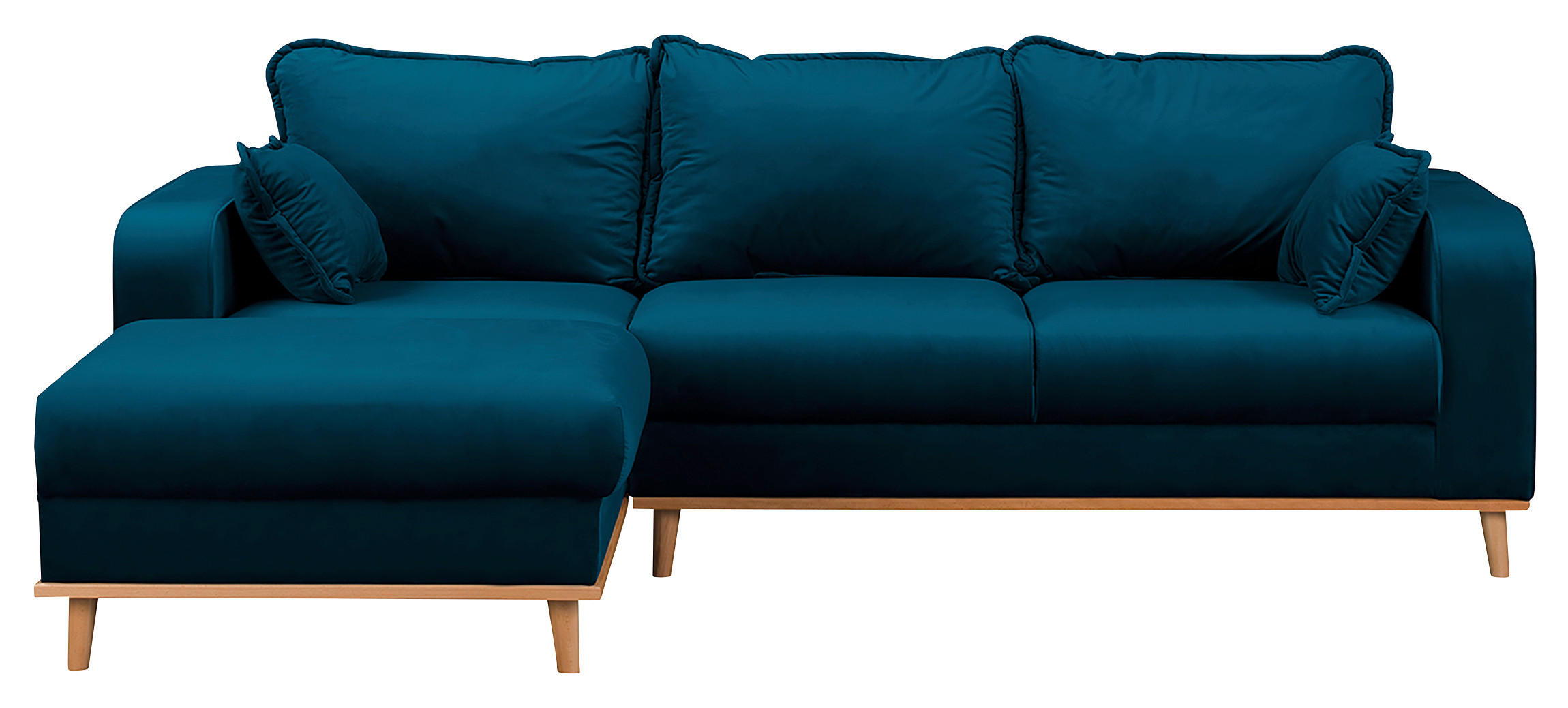 ECKSOFA Beata Blau Mikrofaser  - Wengefarben/Blau, Design, Holz/Textil (150/230cm) - Livetastic
