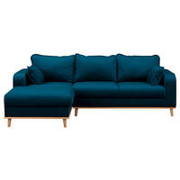 ECKSOFA Mikrofaser Blau  - Wengefarben/Blau, Design, Holz/Textil (150/230cm) - Livetastic