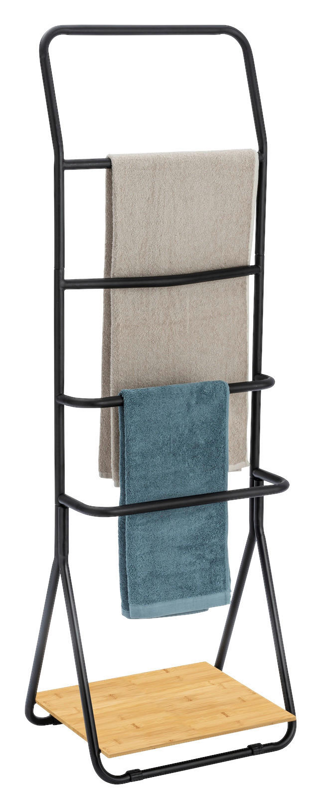 HANDTUCHSTÄNDER - Schwarz/Braun, Basics, Holz/Metall (51/156,5/40cm) - Wenko