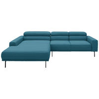 ECKSOFA Cord Petrol  - Petrol/Schwarz, Design, Textil/Metall (215-217/293cm) - Schöner Wohnen