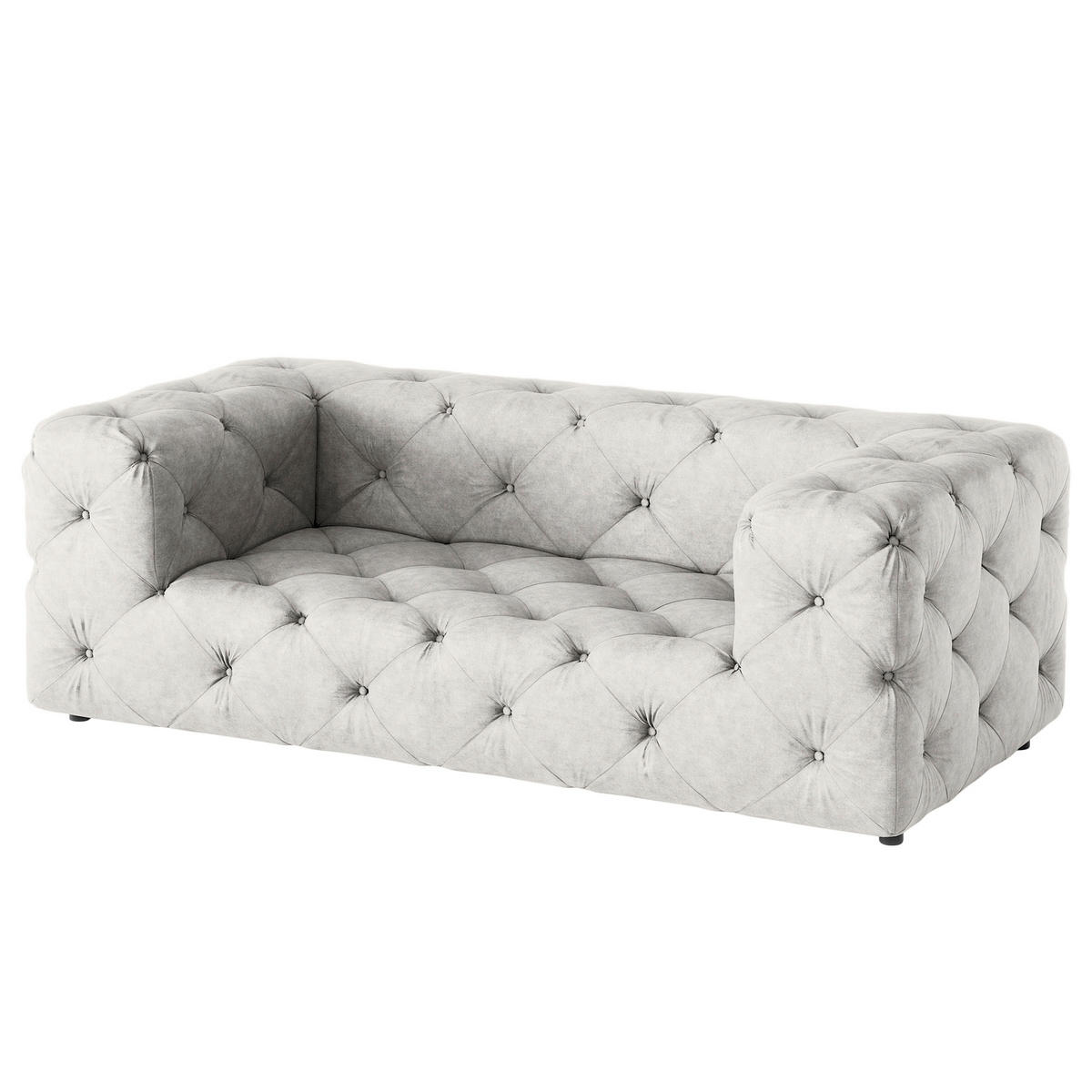 2-SITZER-SOFA Fresco in Mikrofaser Hellgrau  - Hellgrau/Schwarz, Design, Kunststoff/Textil (193/71/100cm) - P & B