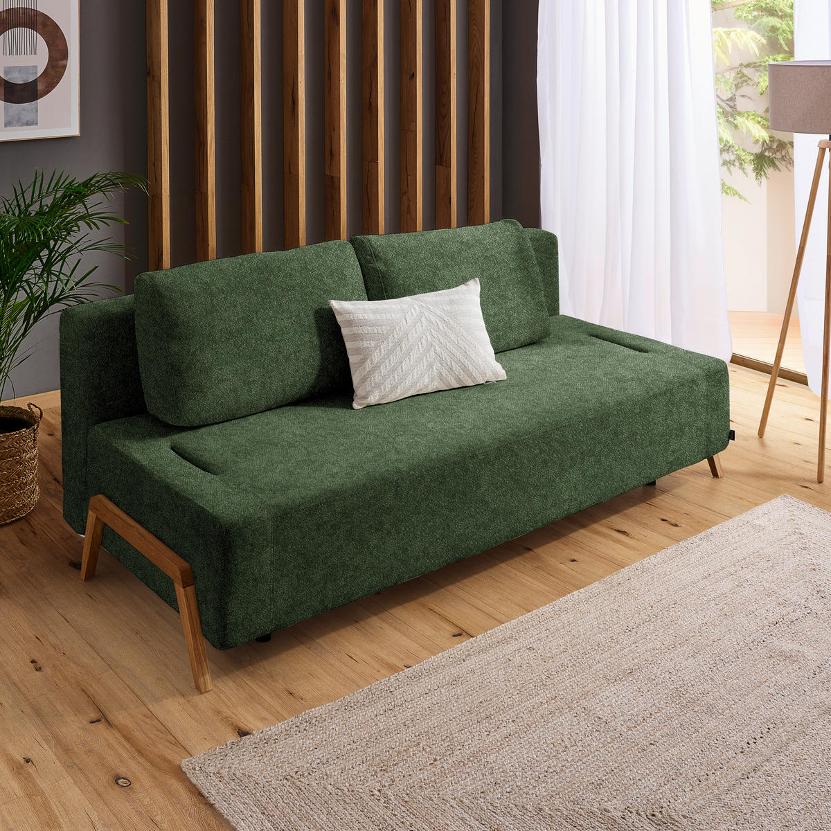SCHLAFSOFA in Holz, Textil Olivgrün  - Naturfarben/Olivgrün, Design, Holz/Textil (211/88/102cm) - Niels Andersson