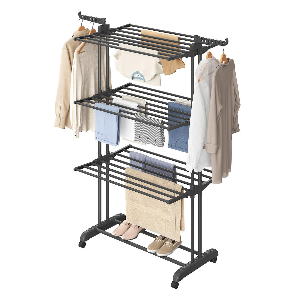 KLEIDERSTÄNDER in Schwarz 128/173/49 cm   - Schwarz, Trend, Kunststoff/Metall (128/173/49cm) - Boxxx