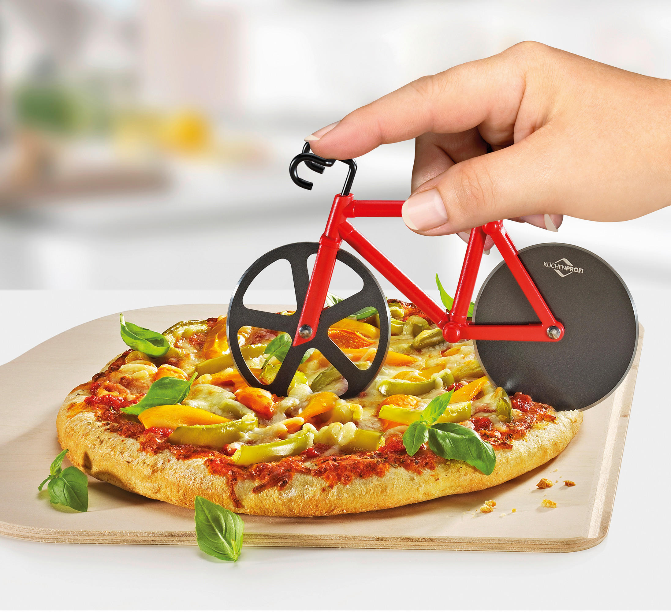PIZZASCHNEIDER BIKE  - Rot/Schwarz, Basics, Kunststoff/Metall (18,5/3,5/11,5cm) - KÜCHENPROFI