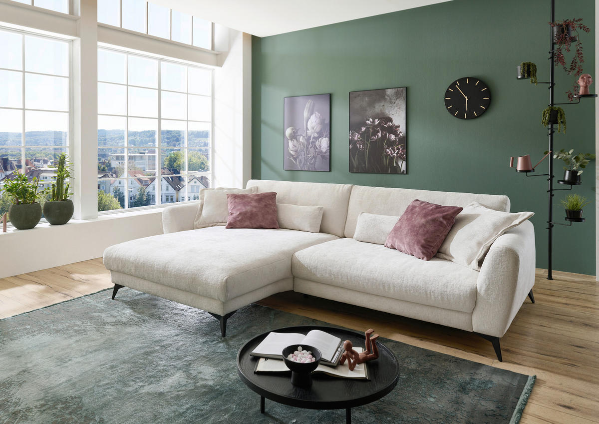 ECKSOFA Naturfarben Chenille  - Schwarz/Naturfarben, Design, Textil/Metall (194/288cm) - Niels Andersson