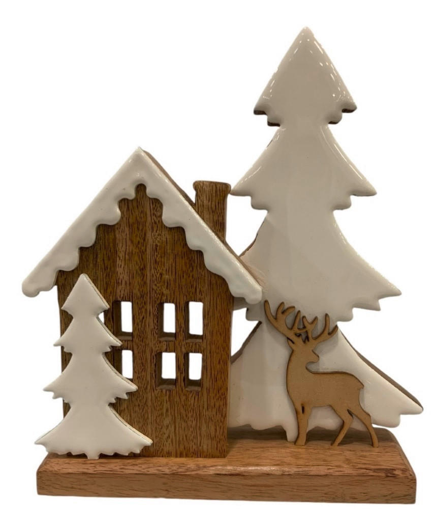 WEIHNACHTSFIGUR  - Braun/Weiß, LIFESTYLE, Holz/Holzwerkstoff (19/21,5/5cm) - X-Mas