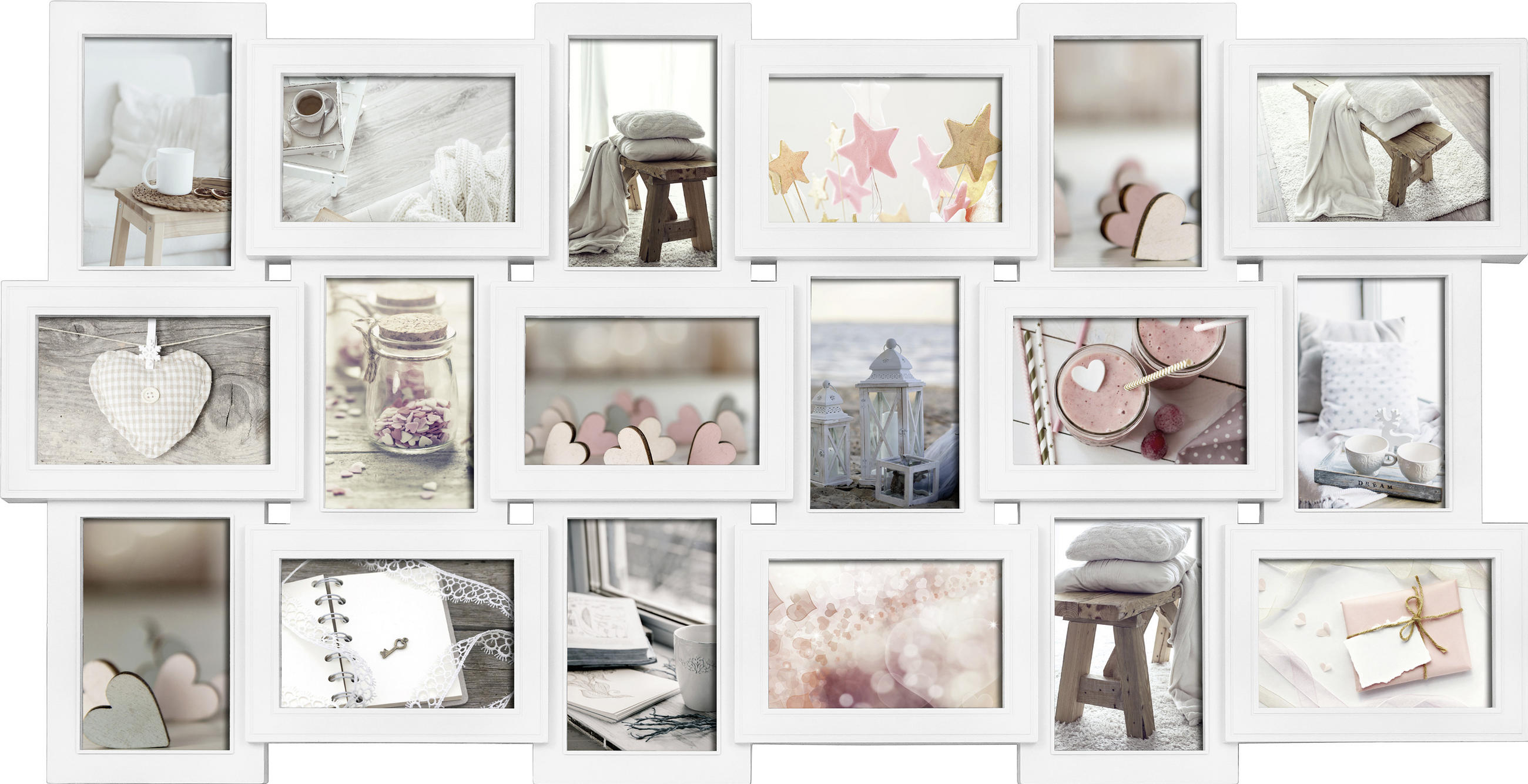 Collagen-Bilderrahmen in Weiß