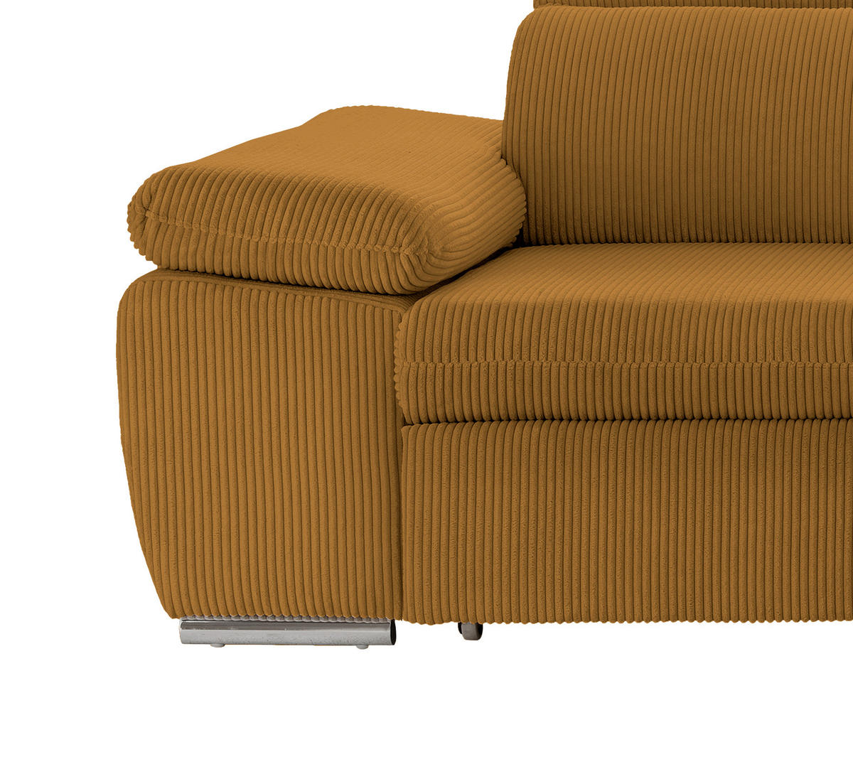 ECKSOFA in Cord Goldfarben  - Chromfarben/Goldfarben, Design, Textil/Metall (283/228cm) - Livetastic