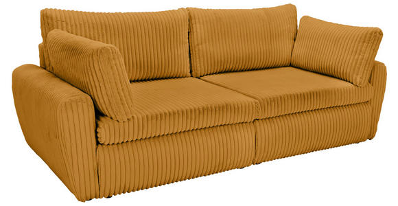 SCHLAFSOFA Cord, Plüsch Orange  - Schwarz/Orange, MODERN, Kunststoff/Textil (240/90/120cm) - Carryhome