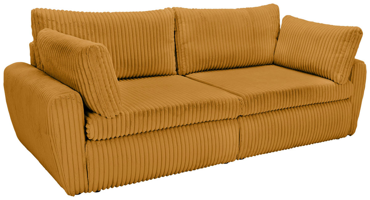BÄDDSOFFA i manchester, plysch orange  - orange/svart, Modern, textil/plast (240/90/120cm) - MID.YOU