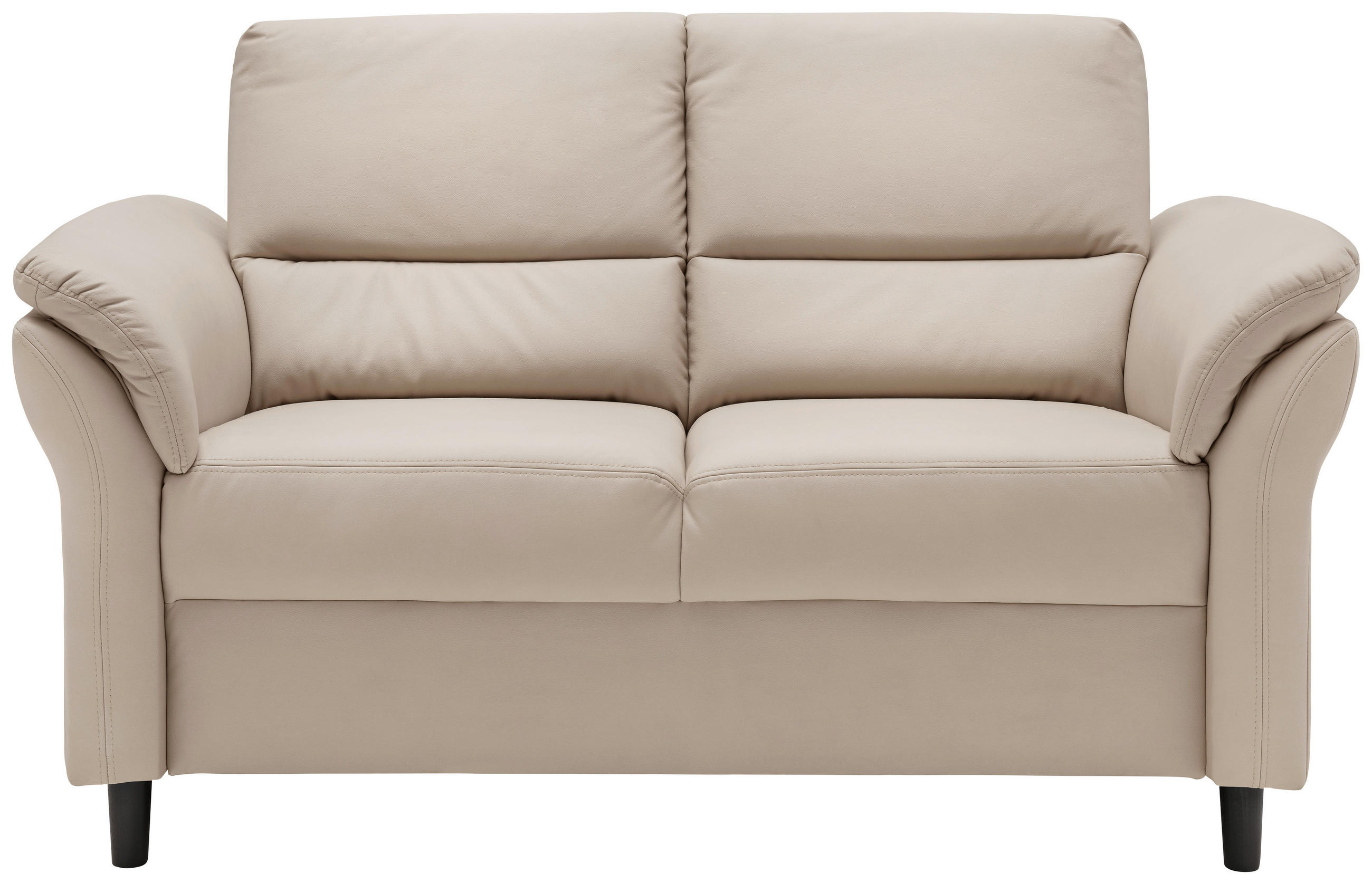 2-SITZER-SOFA Lederlook Beige  - Beige/Schwarz, MODERN, Holz/Textil (147/90/89cm) - Livetastic