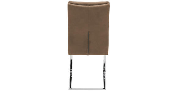 SCHWINGSTUHL in Stahl Mikrofaser - Chromfarben/Hellbraun, Design, Textil/Metall (47/100/64cm) - Novel