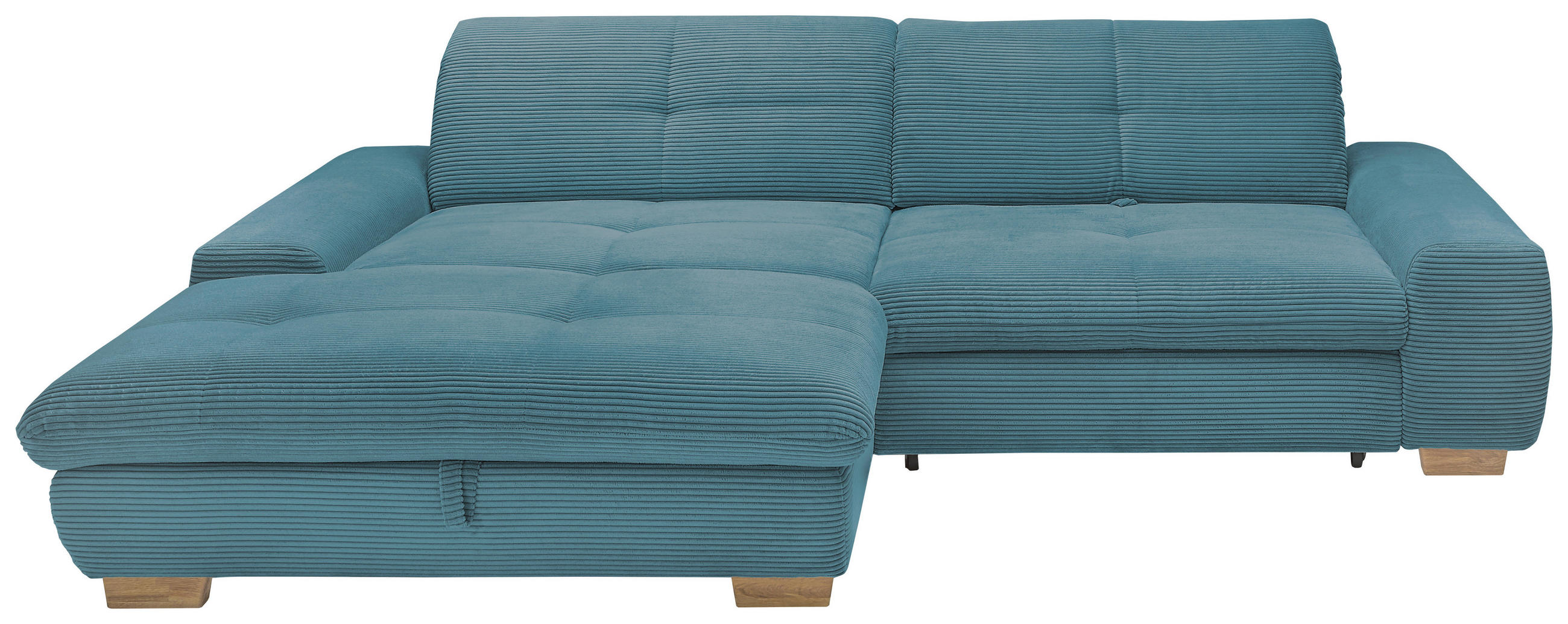 ECKSOFA Blau Cord  - Blau/Eichefarben, Design, Holz/Textil (198/276cm) - SetOne by Musterring