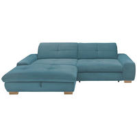 ECKSOFA Blau Cord  - Blau/Eichefarben, Design, Holz/Textil (198/276cm) - SetOne by Musterring