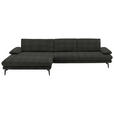 ECKSOFA  in Velours Dunkelgrau  180/310 cm  - Dunkelgrau/Schwarz, Design, Textil/Metall (180/310cm) - Dieter Knoll