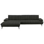 ECKSOFA  in Velours Dunkelgrau  180/310 cm  - Dunkelgrau/Schwarz, Design, Textil/Metall (180/310cm) - Dieter Knoll