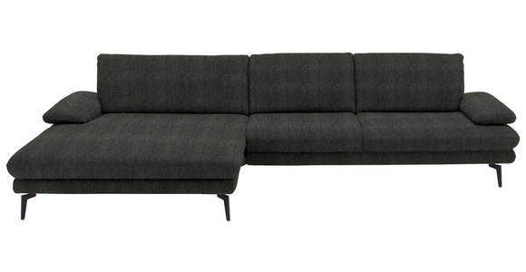 ECKSOFA  in Velours Dunkelgrau  180/310 cm  - Dunkelgrau/Schwarz, Design, Textil/Metall (180/310cm) - Dieter Knoll
