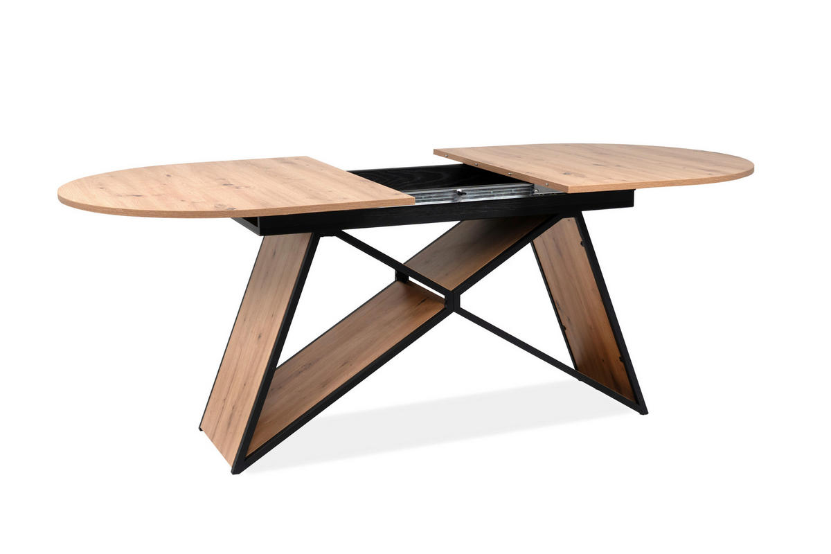 ESSTISCH - Schwarz/Eiche Artisan, MODERN, Holzwerkstoff/Metall (160-200/90/76cm) - MID.YOU