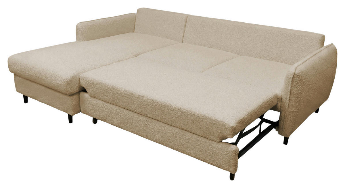 ECKSOFA LAPIT in Chenille Beige  170/240 cm  - Beige/Schwarz, Design, Holz/Textil (170/240cm) - MID.YOU