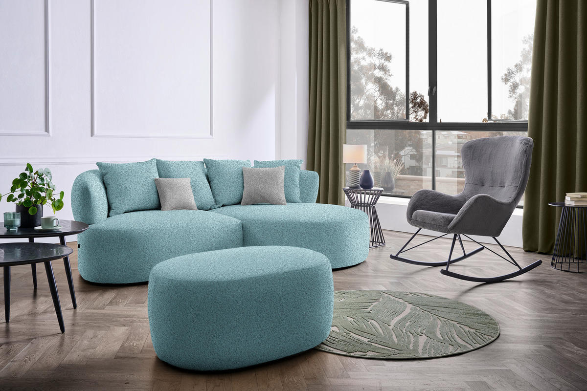 ECKSOFA  in Bouclé Schwarz, Türkis  235/166 cm  - Türkis/Taupe, MODERN, Kunststoff/Textil (235/166cm) - Hom`in