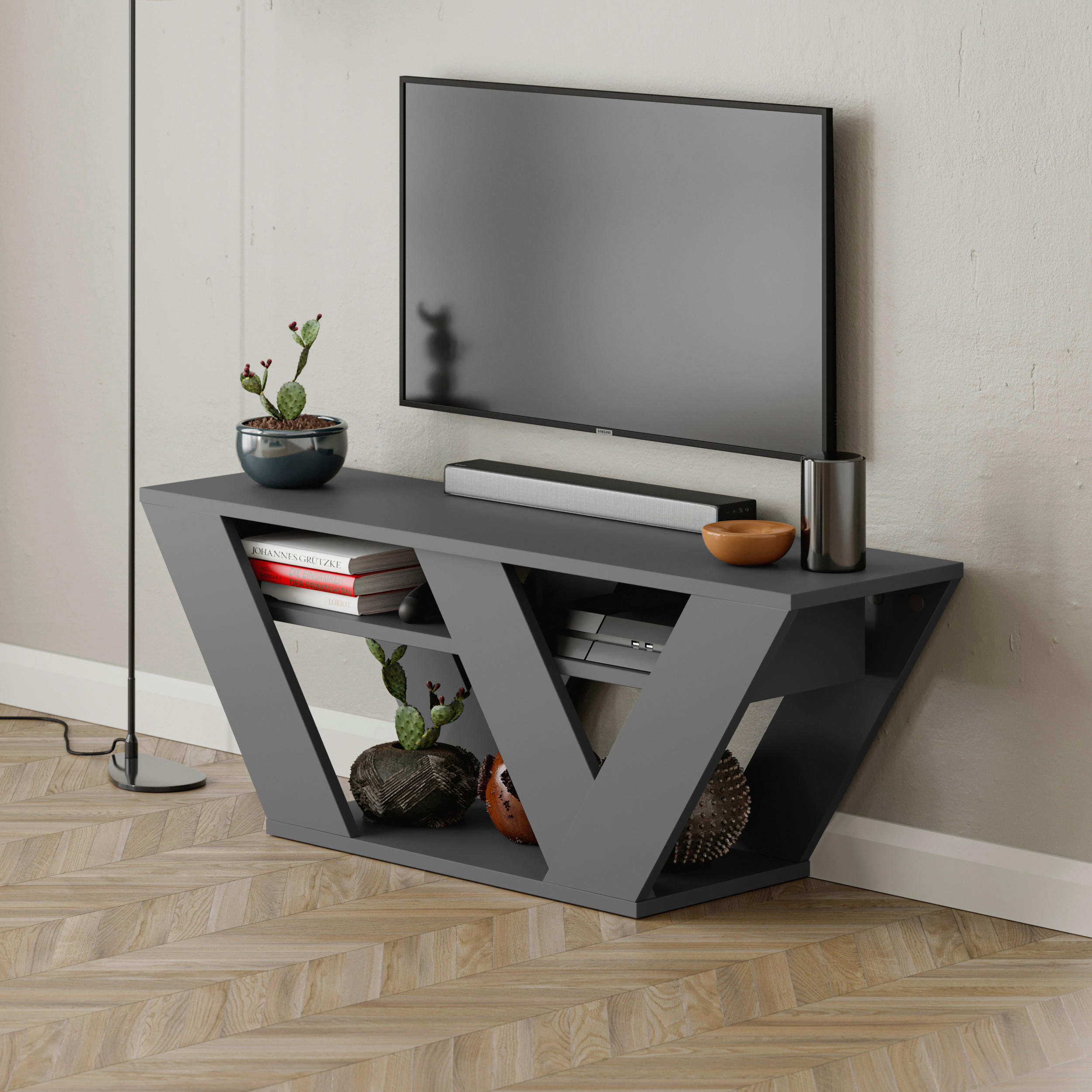 LOWBOARD  in 110/30/40 cm  - Anthrazit, Design, Holzwerkstoff (110/30/40cm) - Livetastic