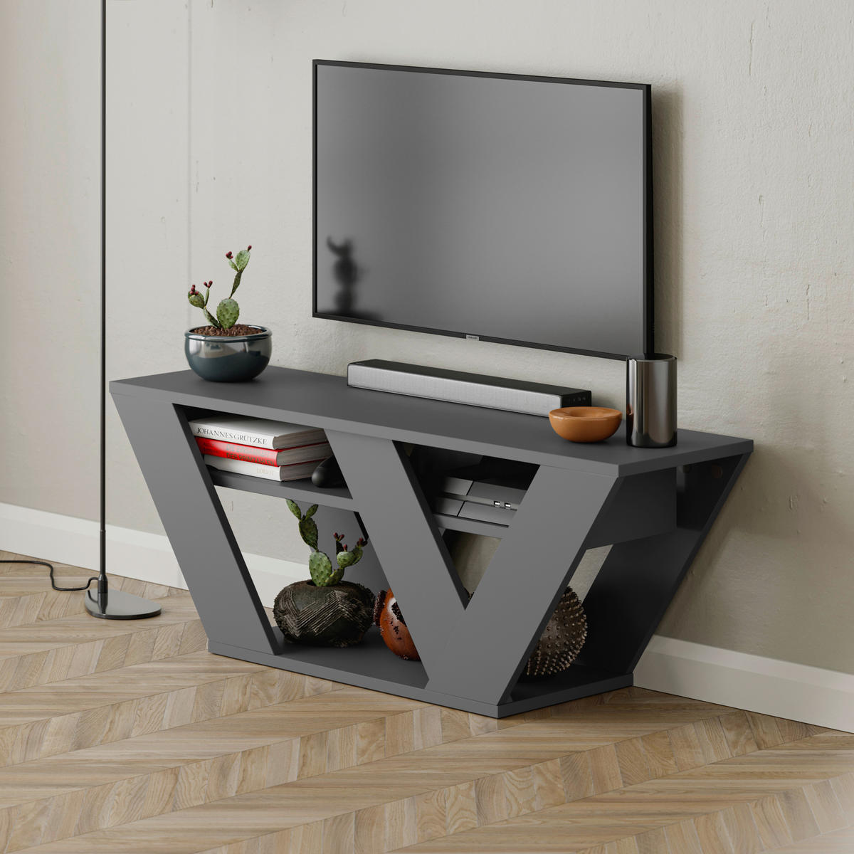 LOWBOARD  in 110/30/40 cm  - Anthrazit, Design, Holzwerkstoff (110/30/40cm) - Livetastic