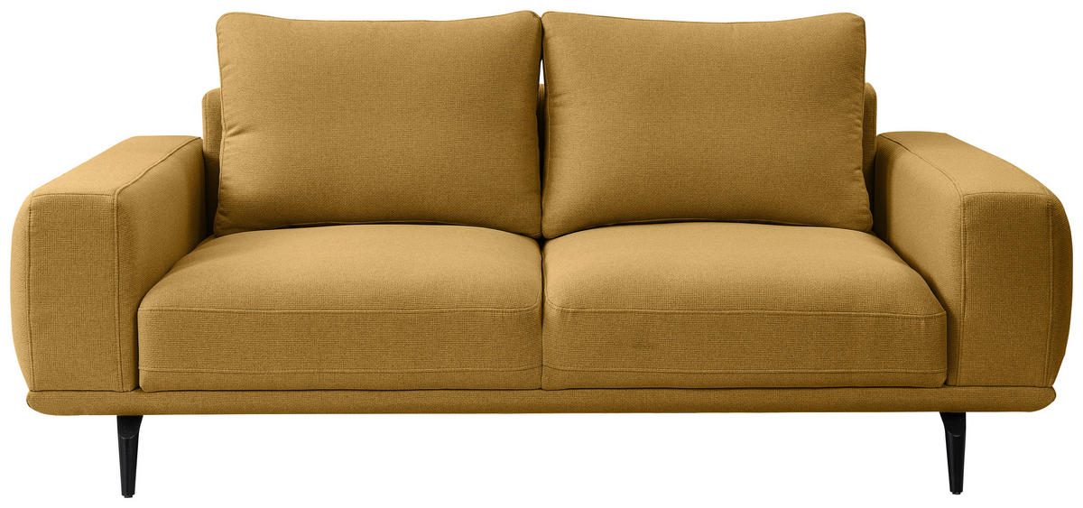 2-SITZER-SOFA Webstoff Gelb  - Gelb/Schwarz, MODERN, Textil/Metall (202/89/115cm) - MID.YOU