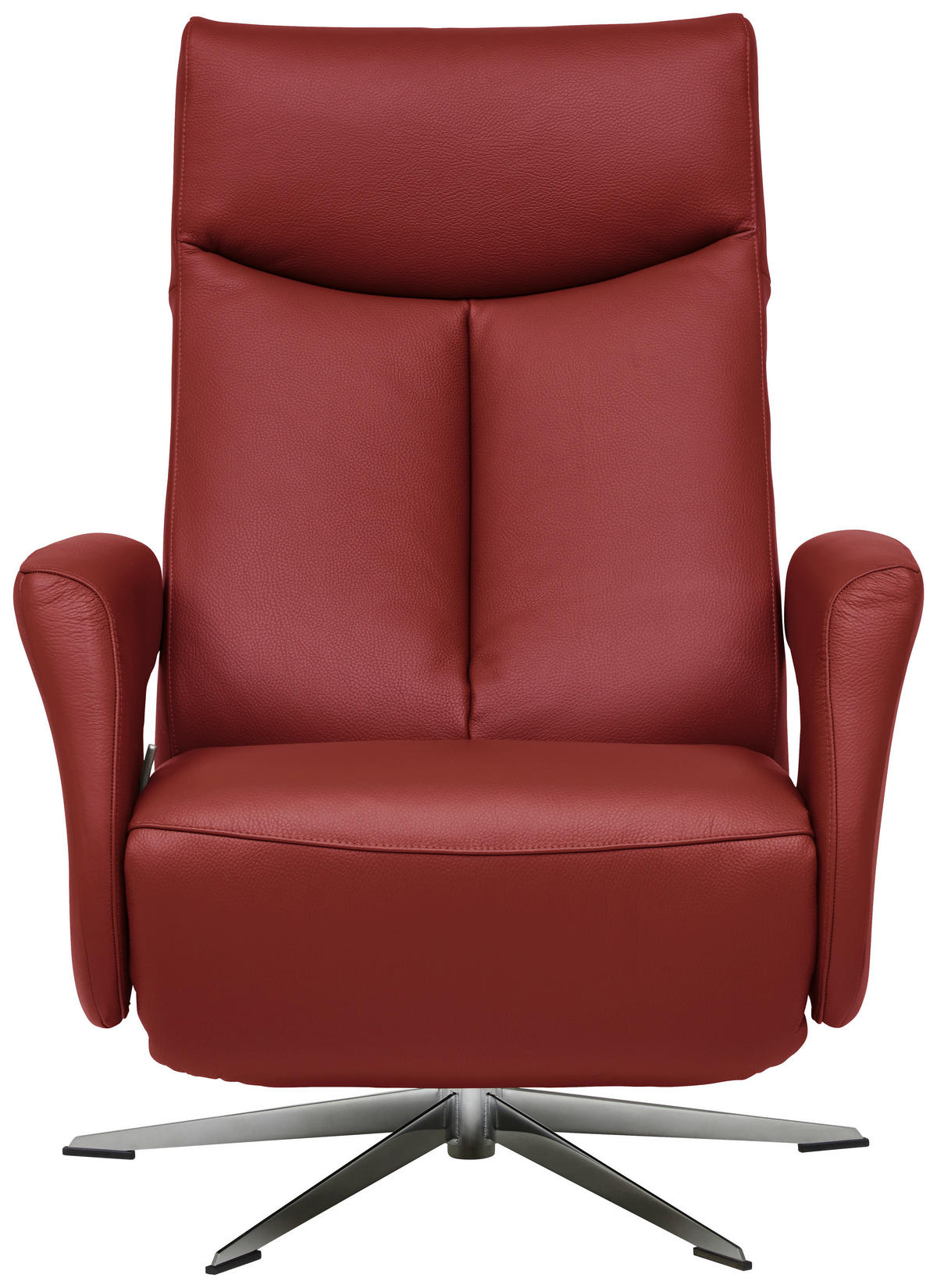 RELAXSESSEL in Leder Rot  - Chromfarben/Rot, Design, Leder/Metall (74/105/82cm) - Welnova